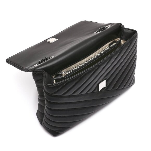 Tory Burch Kira Chevron Large Shoulder Bag – Black/Silver - Picture 4 of 10